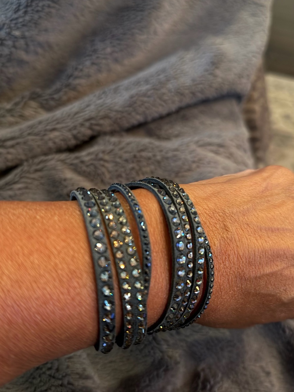 Swarovski Gray Crystal Multi-Wrap Bracelet